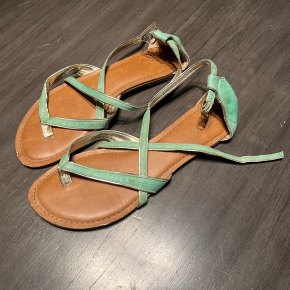 Merona Turquoise Strappy Sandals - Picture 1 of 3